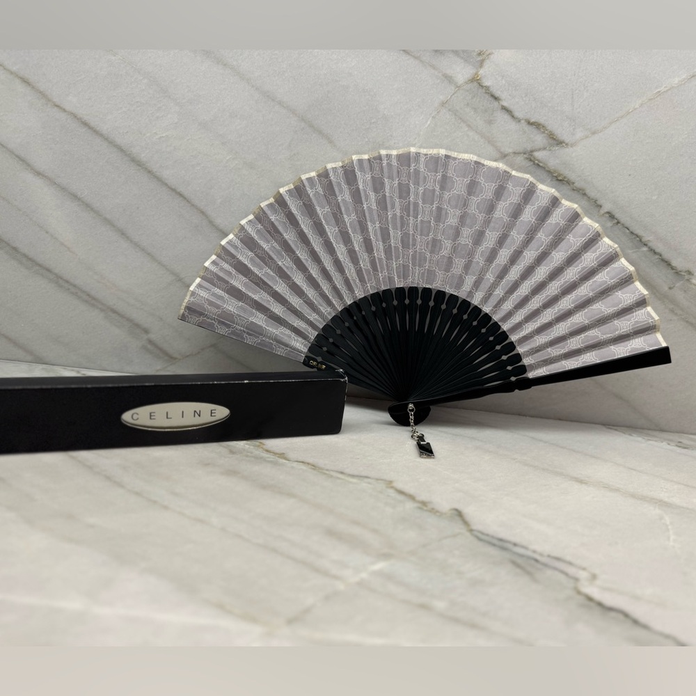 Celine Macadam Gray Folding Hand Fan